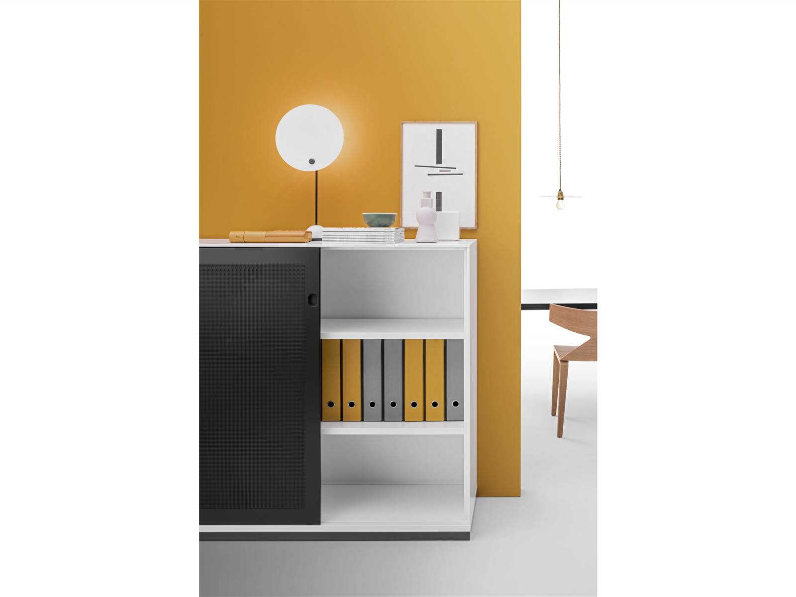 Sliding door cabinet with sound absorbing